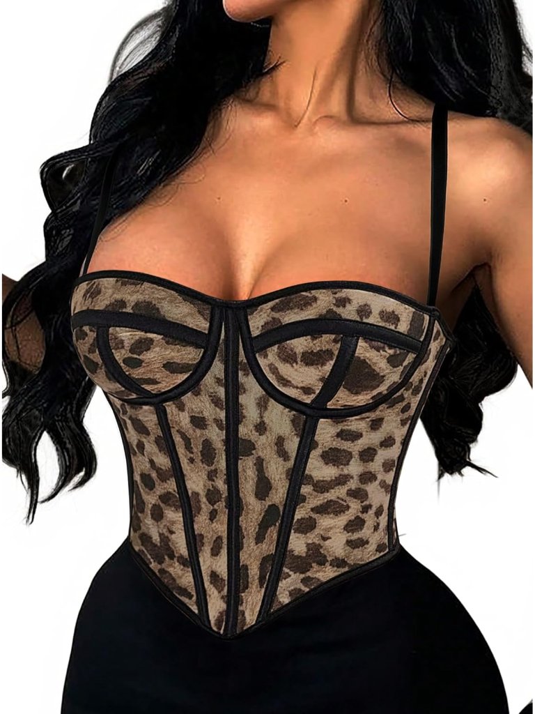 Women Overbust Corset With Straps Bustier Corsets Sexy Going Out Cami Crop Top